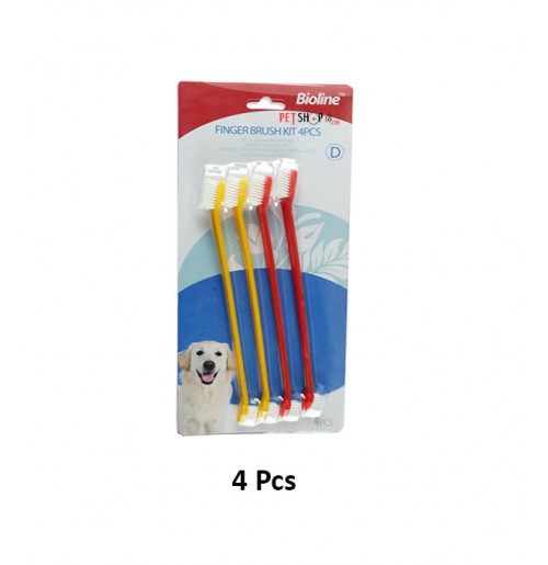 Bioline Dual Head Pet Toothbrush Set 4 Pcs